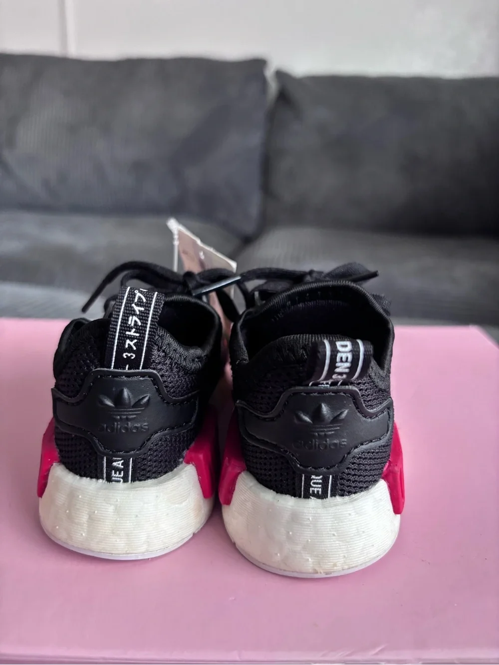 adidas Kids Black Sneakers with Red, Orange & Blue Accents